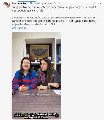 Petro señaló que las denuncias de las congresistas de su partido son validas - crédito @petrogustavo/X