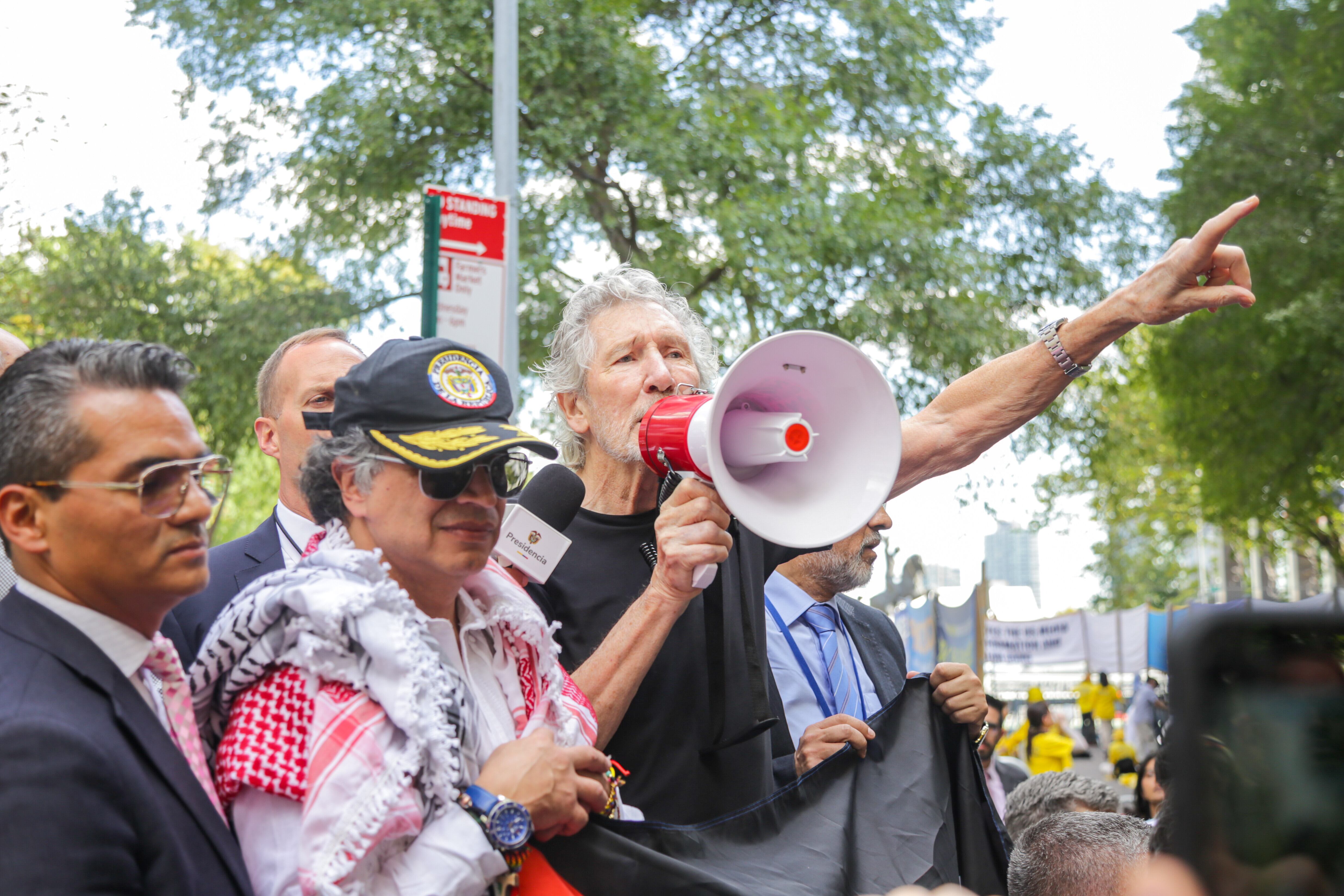 Gustavo Petro estuvo junto a Roger Waters hablando a favor de Palestina en Nueva York - crédito Hugo Sierra/Presidencia