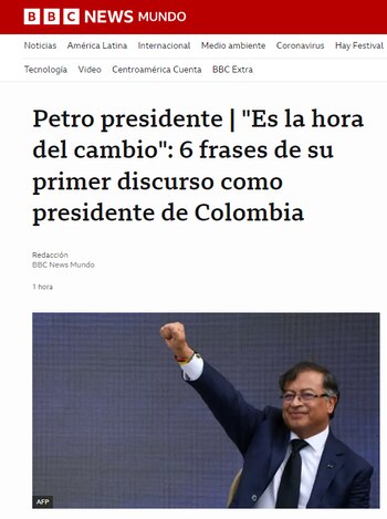 Durante un simbólica jornada, la cadena BBC estuvo a tanto de los detalles de la posesión del nuevo presídete de Colombia
Foto: Vía bbc.com