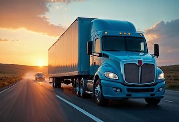 un camión circulando por una carretera