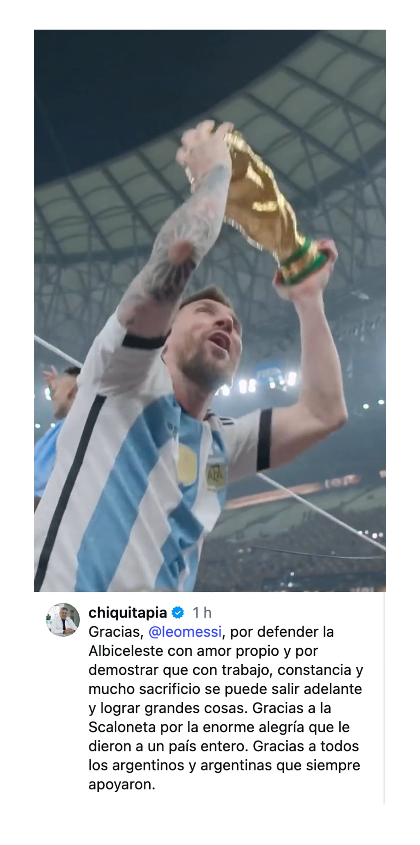 El mensaje que el Chiqui Tapia le dedicó a Messi