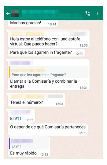 El chat de la víctima