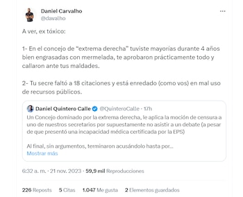 Representante Daniel Carvalho le respondió