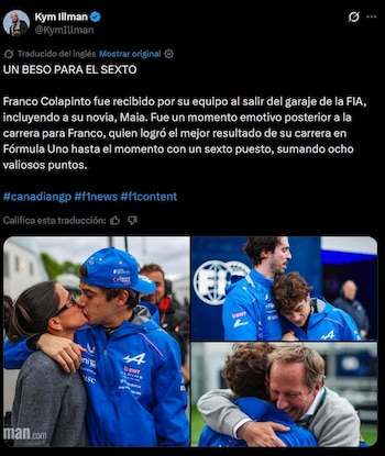 La foto del tierno beso entre Colapinto y Reficco
