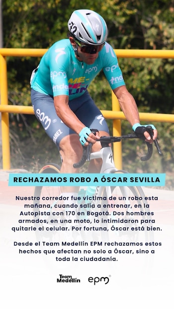 El equipo de ciclismo al que pertenece Sevilla rechazó el ataque al deportista - crédito Equipo EPM