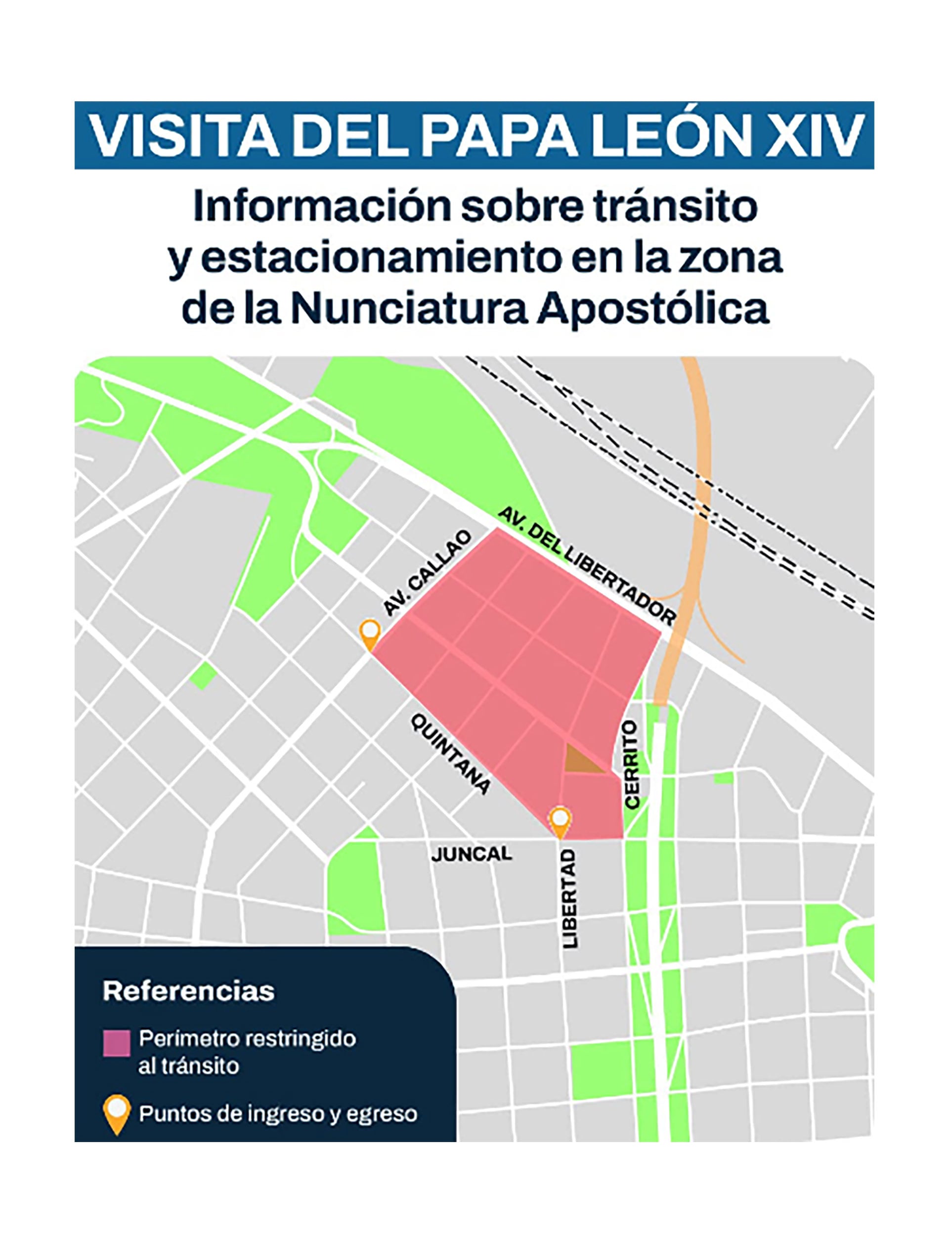 La Ciudad de Buenos Aires anunció un perímetro de seguridad por la visita del papa León XIV que afectará manzanas de los barrios de Retiro y Recoleta (Gobierno de la Ciudad de Buenos Aires)
