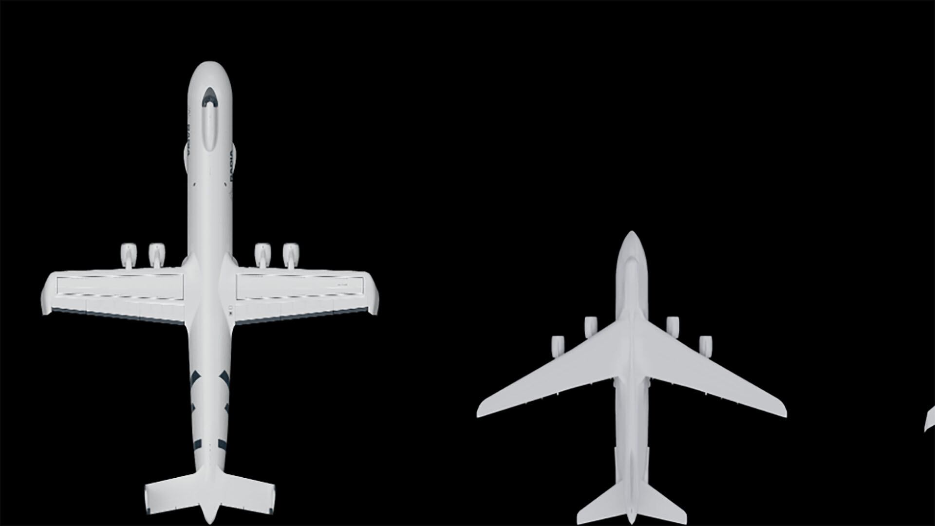 Comparación de las dimensiones del Windrunner y el Antonov An-124, actual carguero más grande del mundo