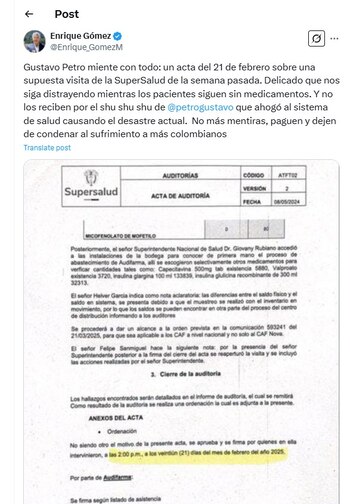 Enrique Gómez se sumó a