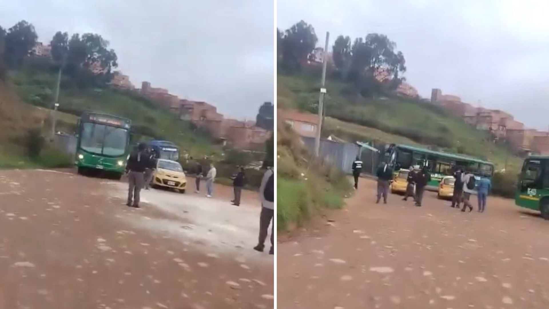 Enfrentamiento entre conductores de taxi y operadores de buses alimentadores de TransMilenio genera caos en el sur de Bogotá - crédito Captura video/Colombia Oscura