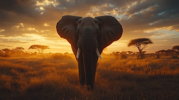 elefantes de sabana, elefantes de bosque, diferencias de elefantes, orejas grandes, trompa poderosa, elefantes en peligro, hábitat africano, conservación de elefantes, fauna asiática, colmillos de marfil - VisualesIA