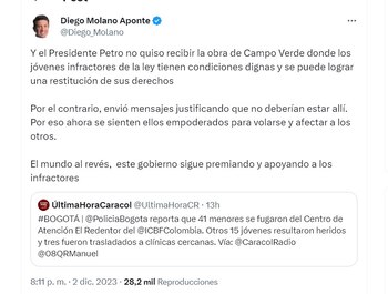 Diego Molano ataca al presidente