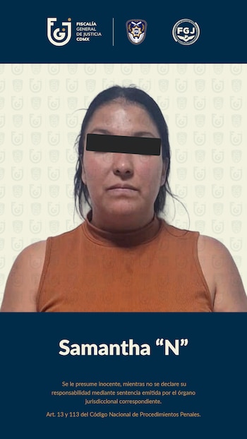 Samantha "N" fue presentada ante las autoridades judiciales. Crédito: FGJCDMX