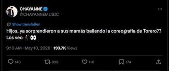 El cantante puertorriqueño invitó a su público mexicano a bailar la coreografía de 'Torero' junto a sus mamás como homenaje en el 10 de mayo (IG)