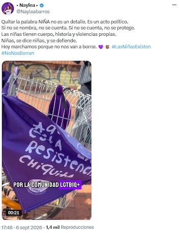 Naylea Barros cuestionó al Icbf por retirar la palabra “niñas” de sus comunicaciones - crédito @Nayleabarros/X