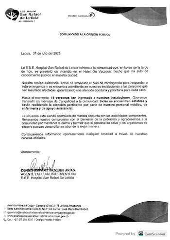 Comunicado hospital San Rafael de