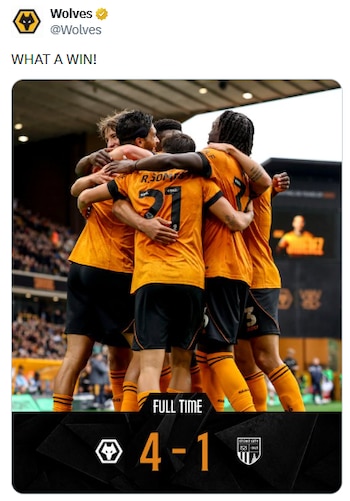 Raúl Jiménez anotó en la goleada 4-1 ante el Stoke City y reafirmó que desea regresar al América si mantiene buen nivel. (X/ @Wolves)