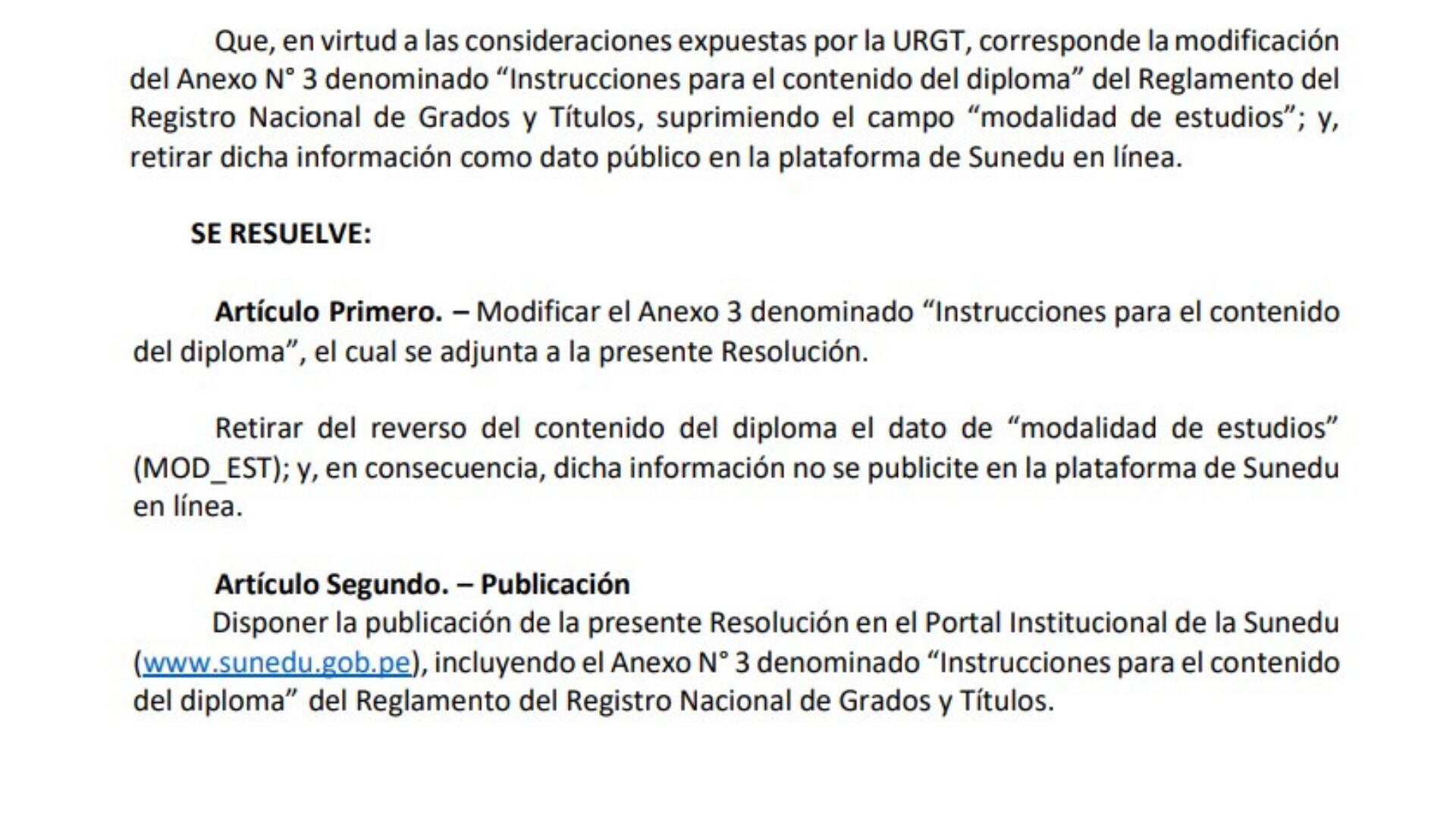 Sunedu elimina la modalidad de estudios en los diplomas universitarios y registros digitales. (Foto: Sunedu)
