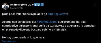 El senador Andrés Forero manifestó