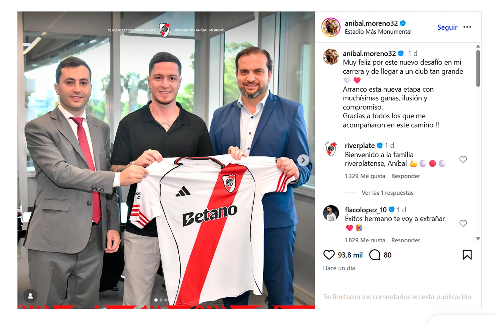 La felicidad de Aníbal Moreno al firmar con River Plate