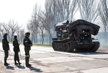 Service members of pro-Russian troops