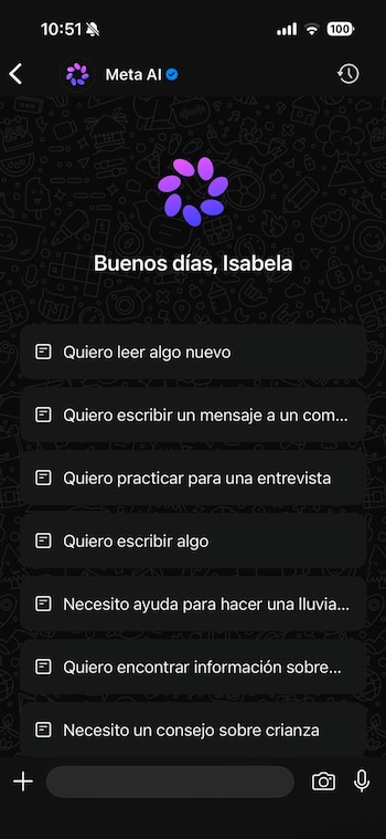 La inteligencia artificial ofrece herramientas de gestión, resúmenes y creatividad en los chats. (Foto. WhatsApp)