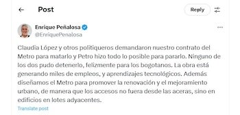 Enrique Peñalosa habla del proyecto