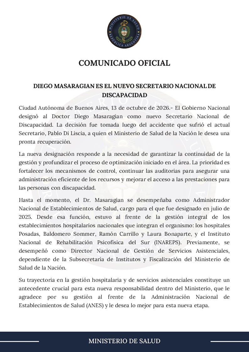 El comunicado del Ministerio de Salud