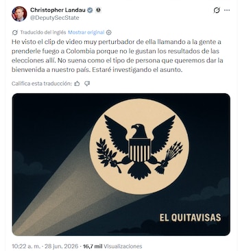 El funcionario norteamericano no descartó avanzar una investigación contra la joven activista - crédito @DeputySecState/X