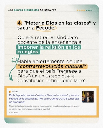 Las posiciones sobre educación y la presencia de la religión en las aulas también hicieron parte de los cuestionamientos - crédito @mariadelmarpizarro/Instagram