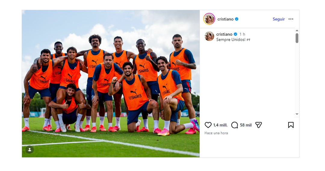 El posteo grupal de Cristiano: