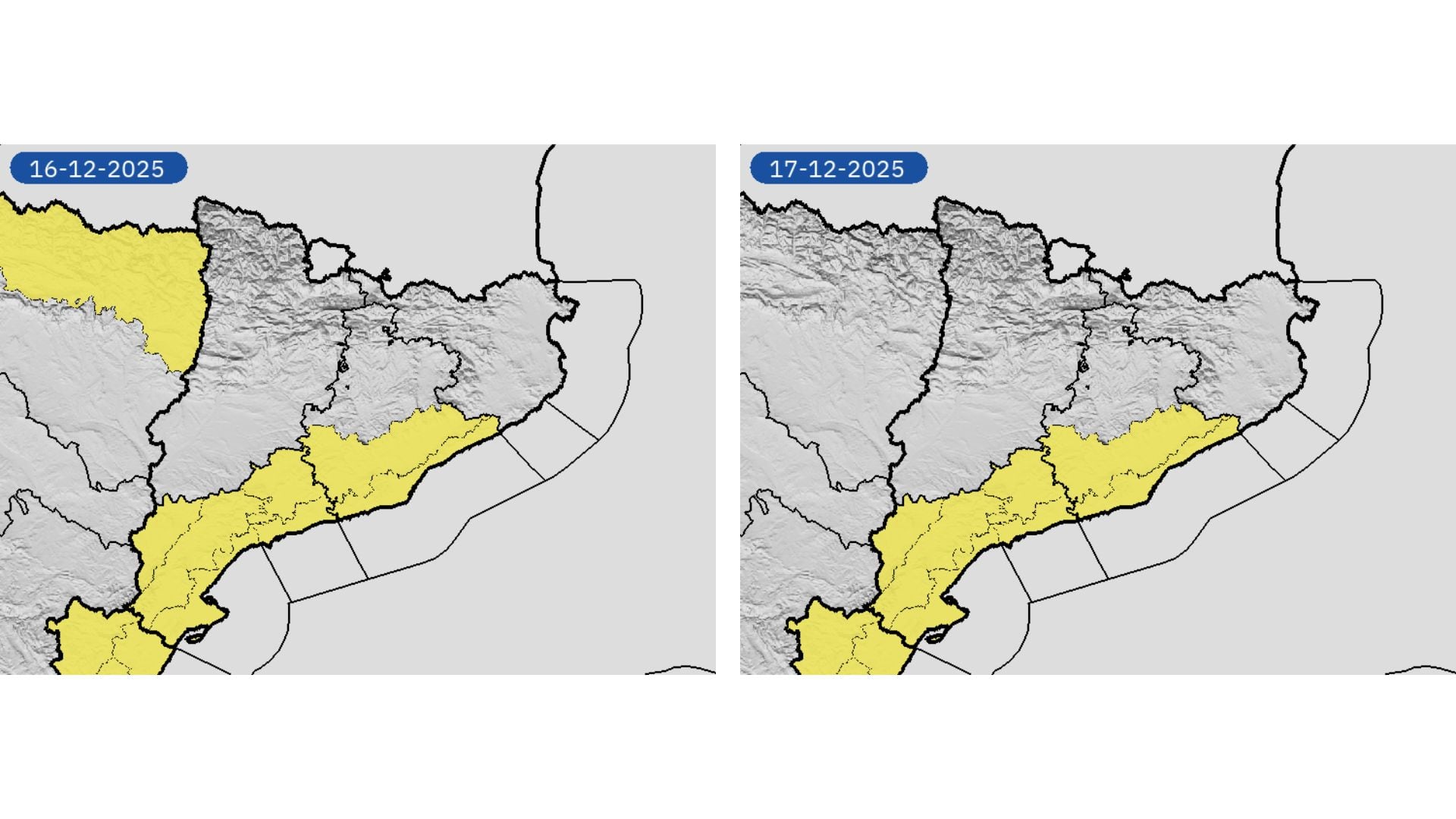 Se mantiene la alerta amarilla en Cataluña durante el martes y el miércoles. / Redes sociales de la AEMET