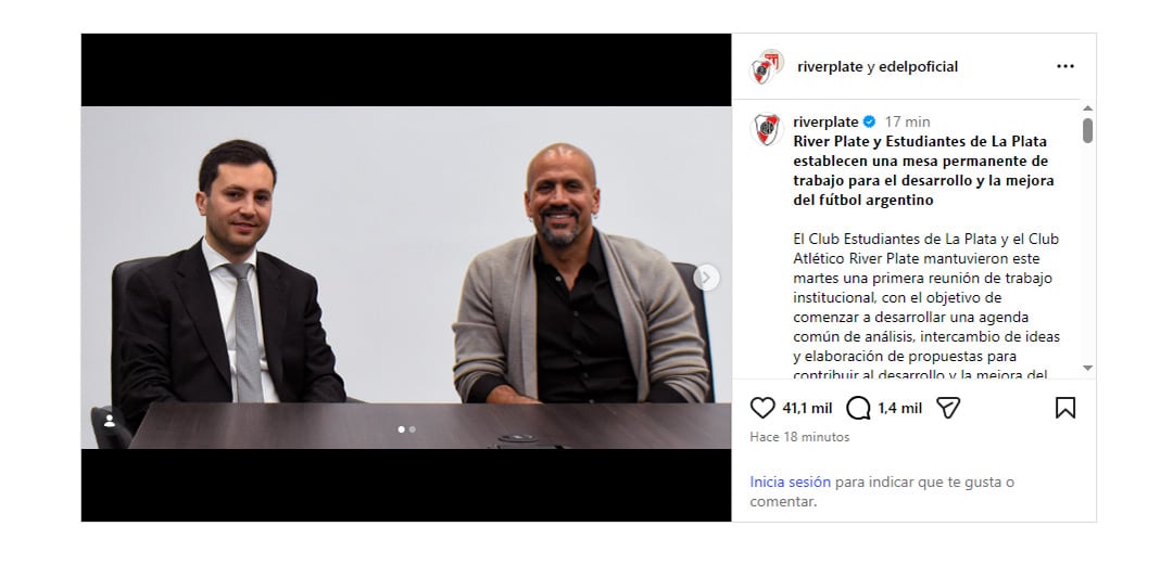 Los detalles de la reunión fueron difundidos por las cuentas oficiales de ambos clubes