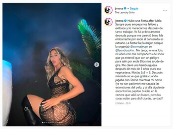 El posteo de Jimena Barón