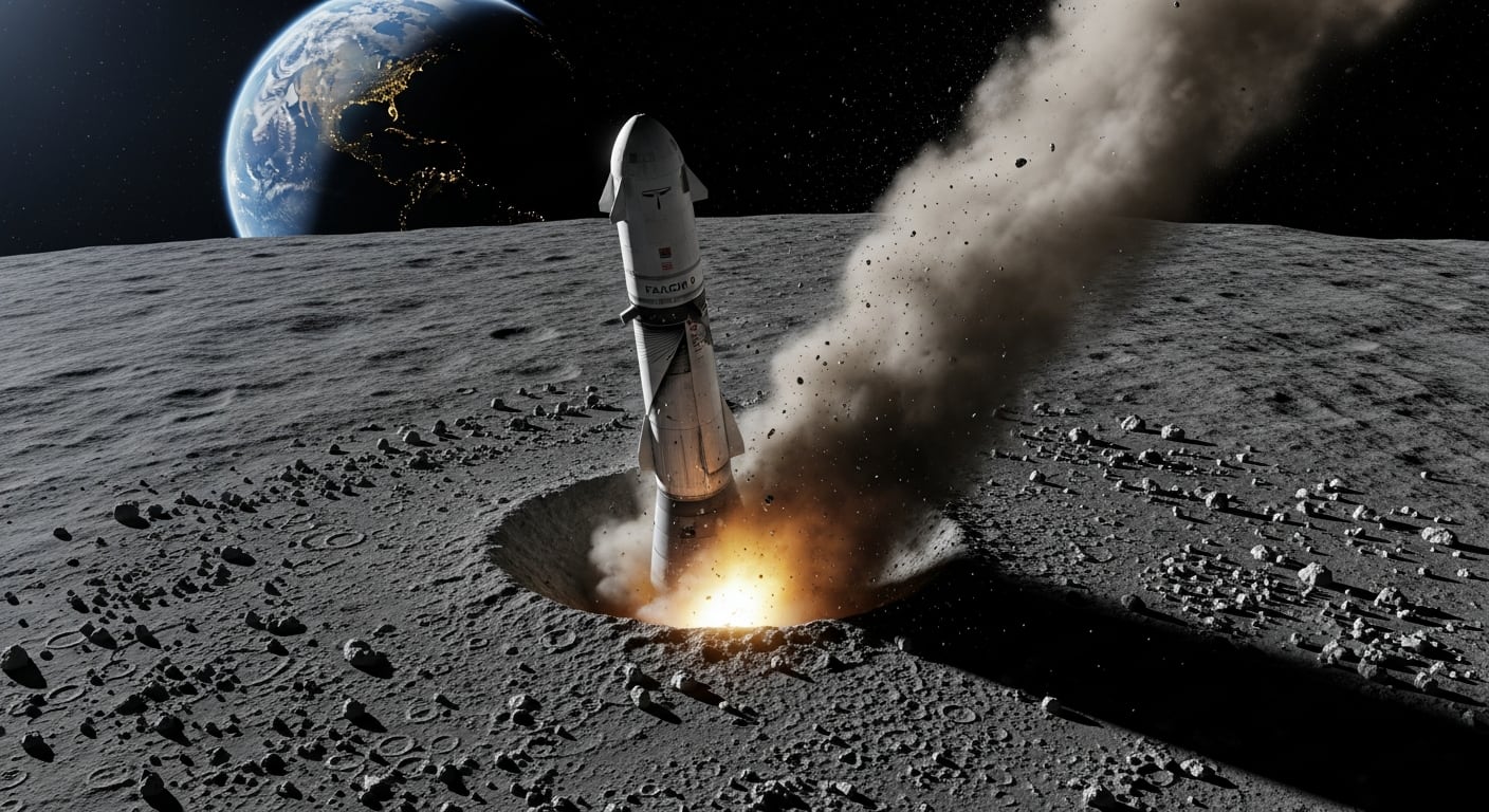 El Falcon 9 de SpaceX impactará la Luna a 8.700 kilómetros por hora, creando un cráter que ayudará a calibrar modelos sobre choques lunares(Imagen Ilustrativa Infobae)