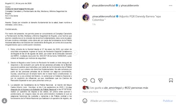 Yina Calderón difundió en sus redes sociales la respuesta de Epa Colombia a los señalamientos de la Escuela de Carabineros en su contra - crédito @yinacalderontv/Instagram