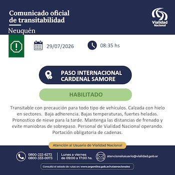 El comunicado de Vialidad Nacional