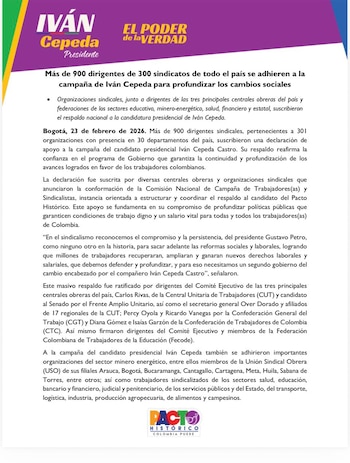 La campaña de Cepeda recibe