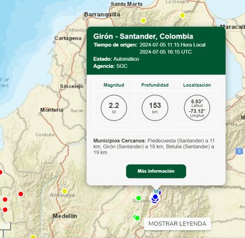 Temblor en Santander el 5