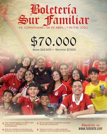 Este es el precio de la boletería para la tribuna sur - crédito @AmericadeCali / X