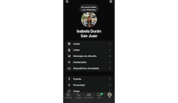 Luego aparecen las opciones de