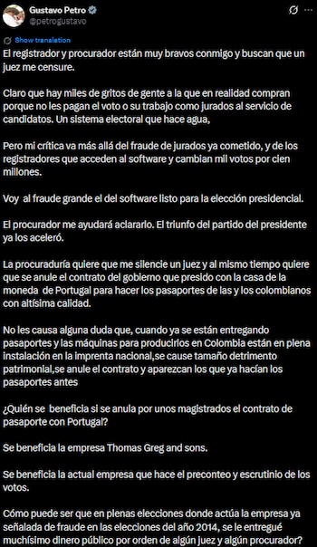 Gustavo Petro señaló presiones para