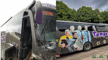 Bus de conocida orquesta de Amazonas de despista en la carretera de Utcubamba