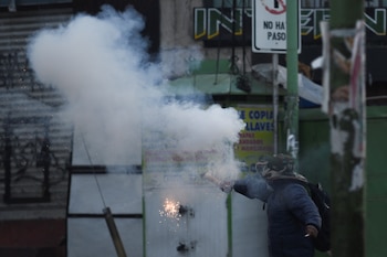 A person stands on the