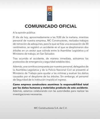 MC Constructores reconoció el accidente, asumió la responsabilidad total por los daños humanos y materiales y aseguró que activó sus protocolos de emergencia. (Cortesía: MC Constructores)