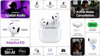La nueva generación de Airpods incorpora traducción de conversaciones en tiempo real, controles de volumen mediante gestos, una mayor cancelación de ruido y resistencia al agua, con disponibilidad desde el 18 de septiembre de 2026 - crédito Apple