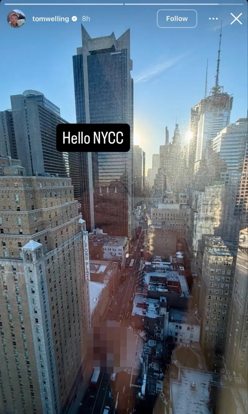 Tom Welling tuvo un descuido al tomar una fotografía desde su hotel. (Instagram)