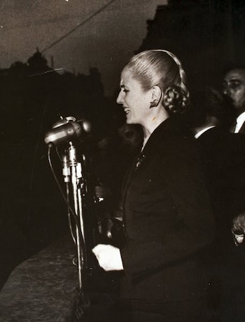 Eva Perón hablando esa noche