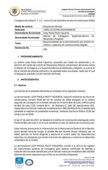 Fallo del Juzgado Décimo Primero