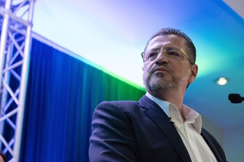 Rodrigo Chaves on election night in San Jose, Costa Rica.