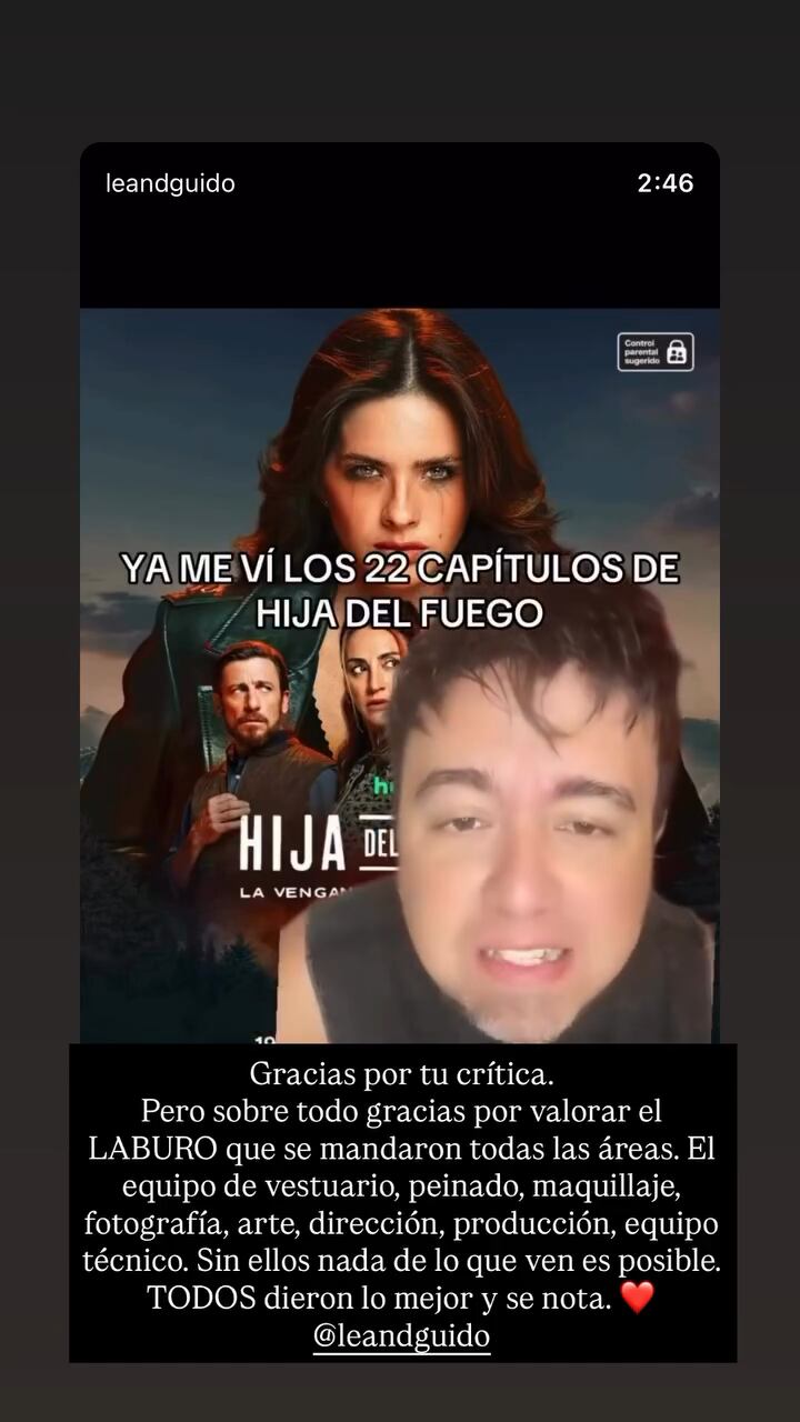 La China Suárez agradeció a un seguidor que reseñó su última ficción